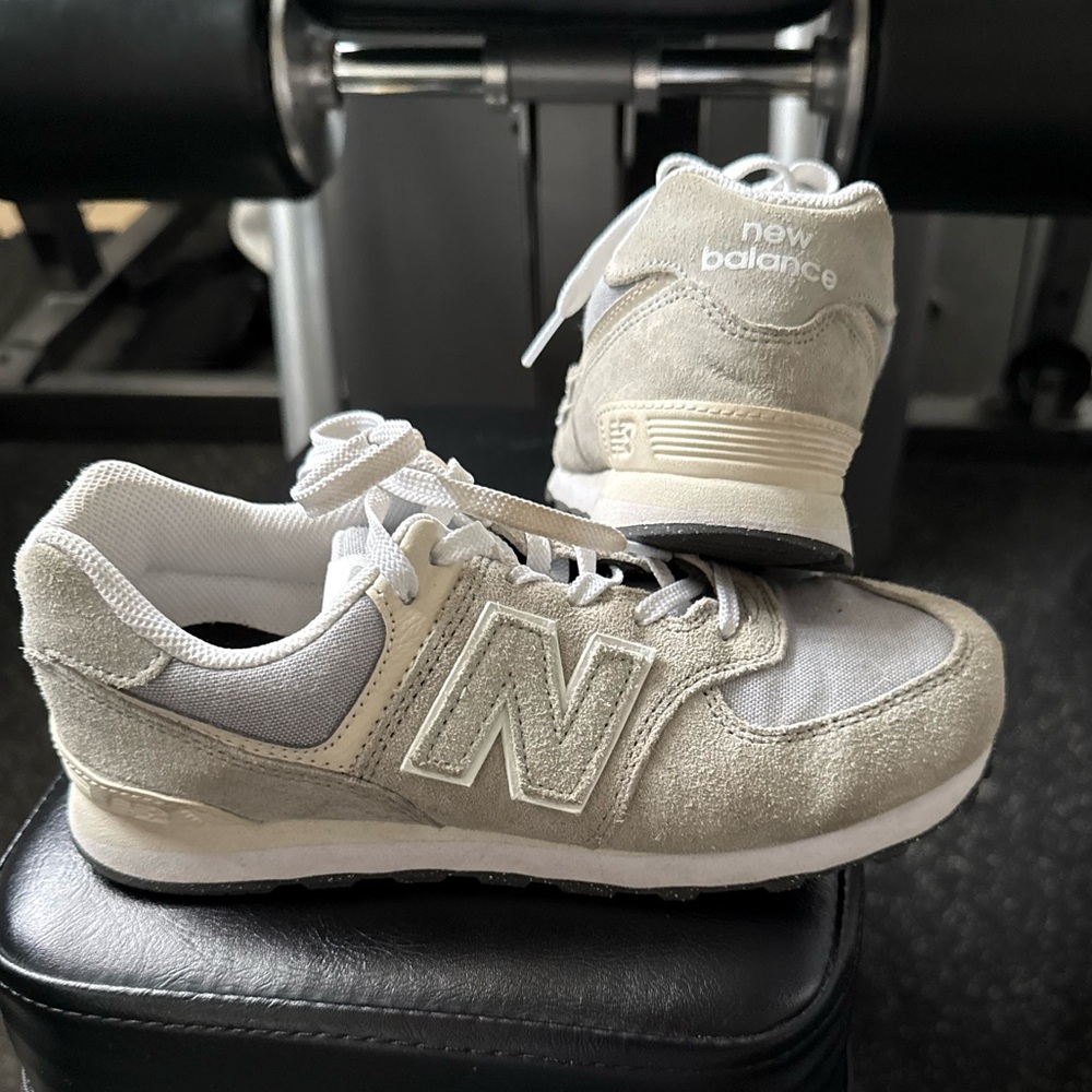 New Balance Off-White and Gray Sneakers
